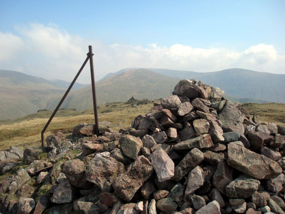 Steel Fell summit looking back to the eastern cairn