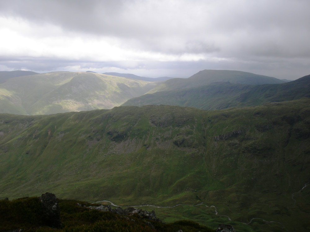 Looking over Hartsop above Howe towards Caudale Moor and Red Screes