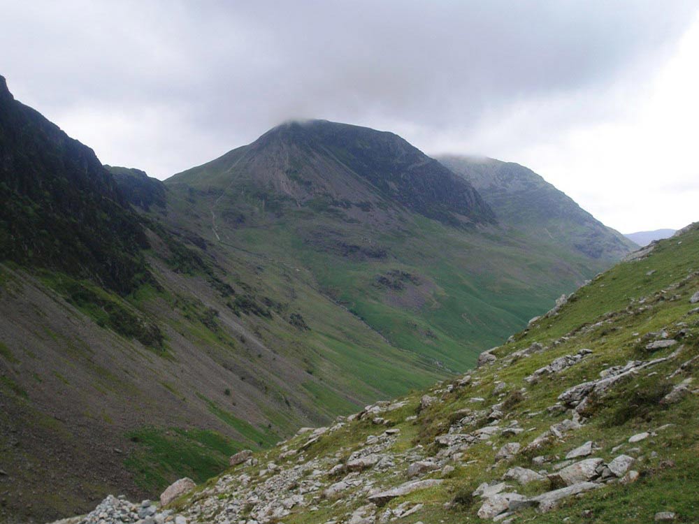 High Crag from the path along Warnscale Beck